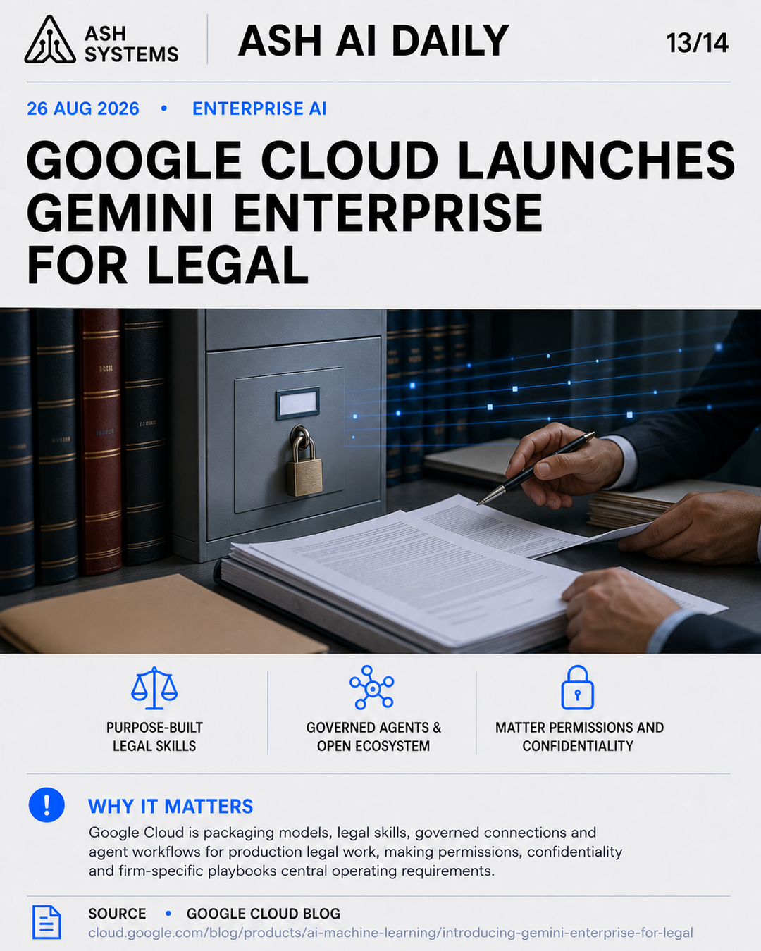 Google Cloud launches Gemini Enterprise for Legal Ash AI Daily factual story card
