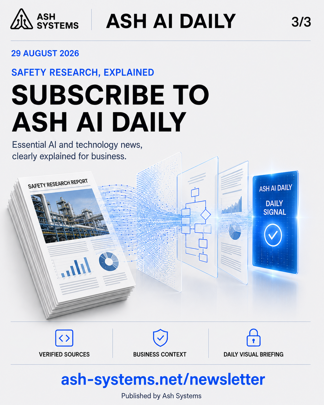 Subscribe to Ash AI Daily closing card
