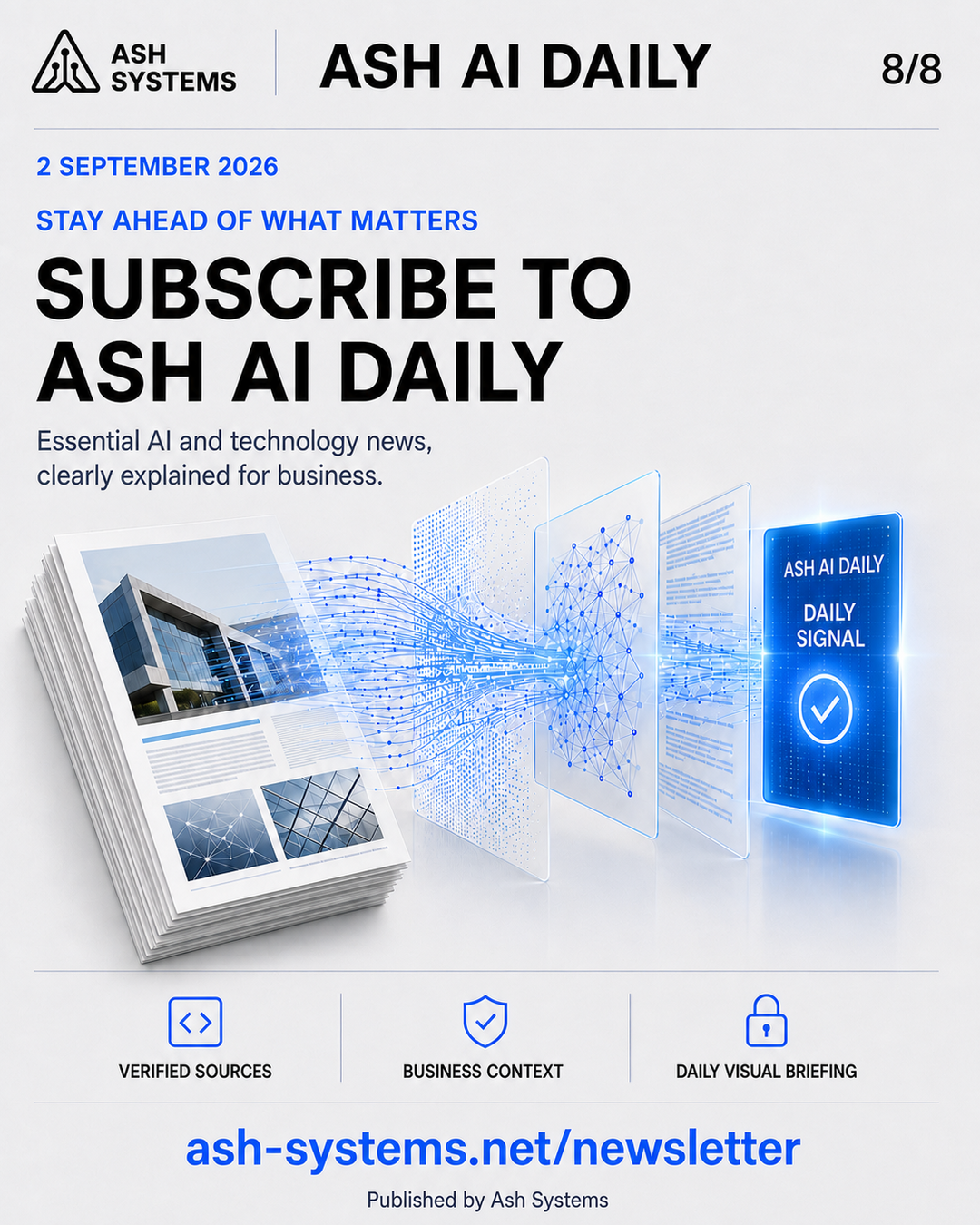 Subscribe to Ash AI Daily closing card