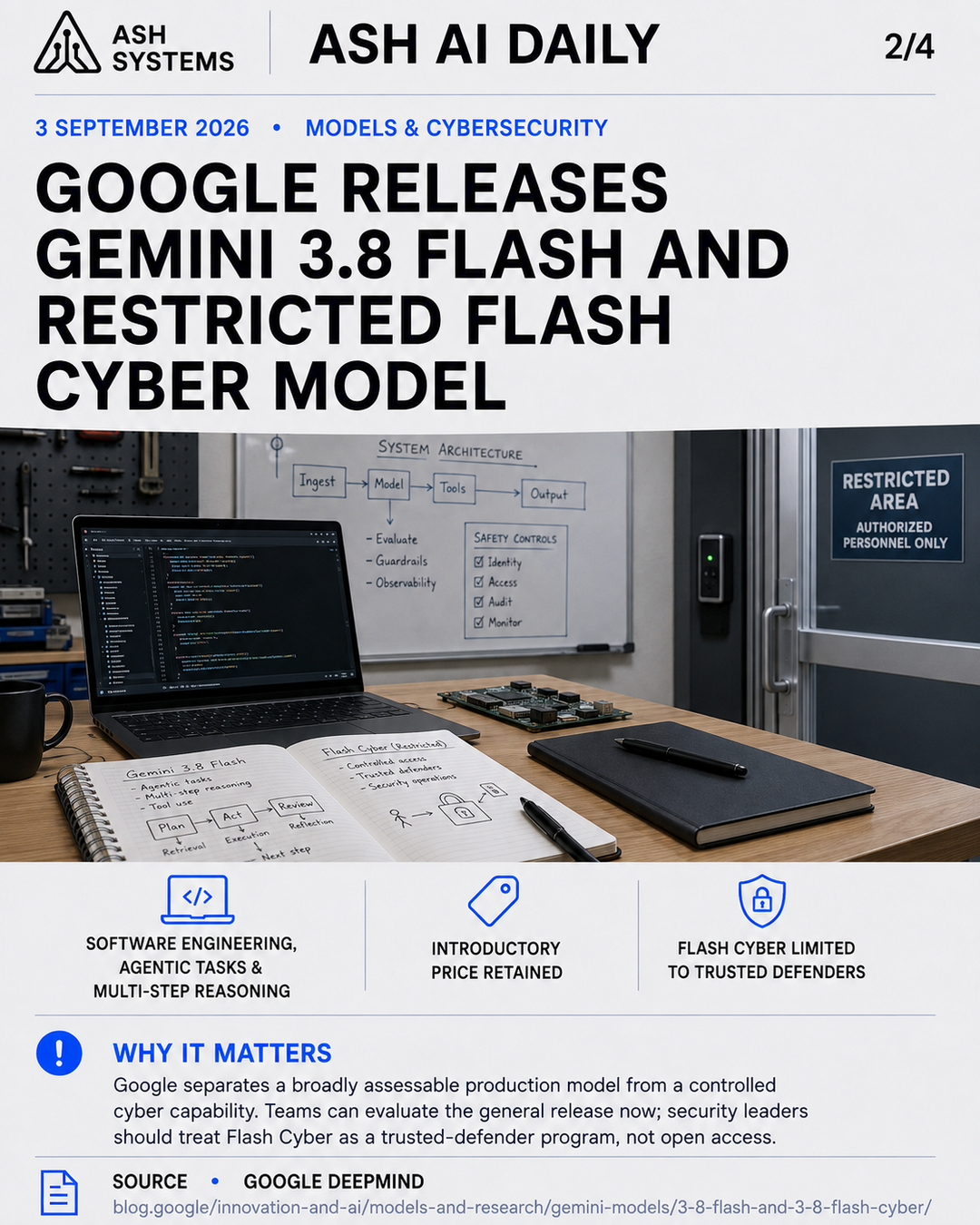 Google releases Gemini 3.8 Flash and restricted Flash Cyber model Ash AI Daily factual story card