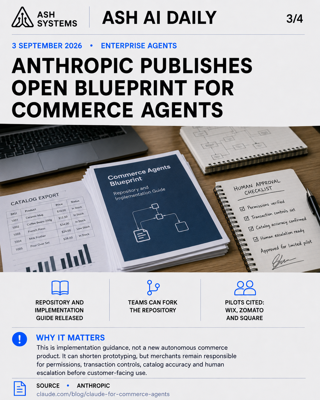 Anthropic publishes open blueprint for commerce agents Ash AI Daily factual story card