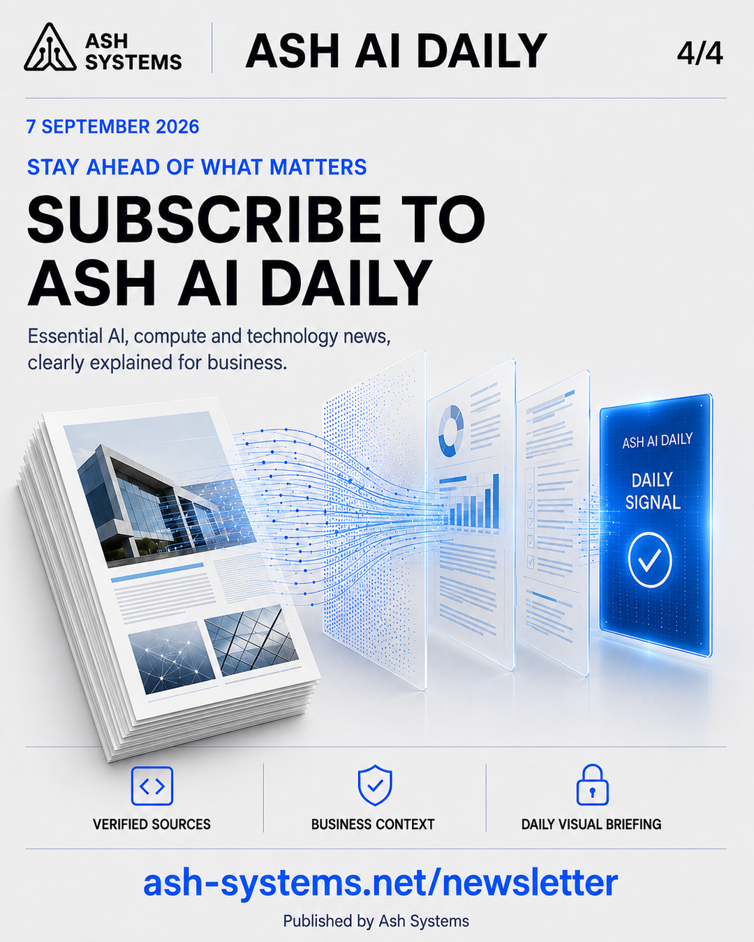 Subscribe to Ash AI Daily closing card