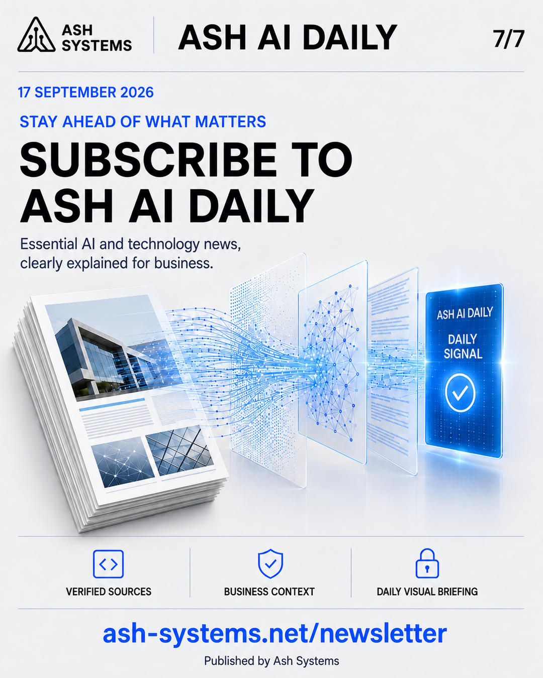 Subscribe to Ash AI Daily closing card