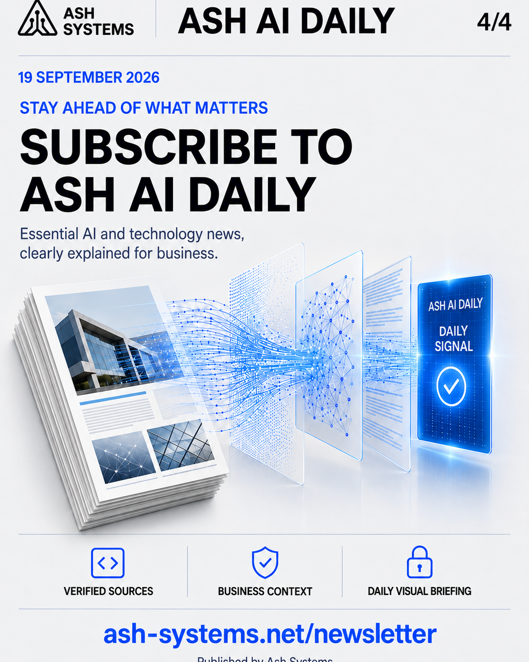 Subscribe to Ash AI Daily closing card