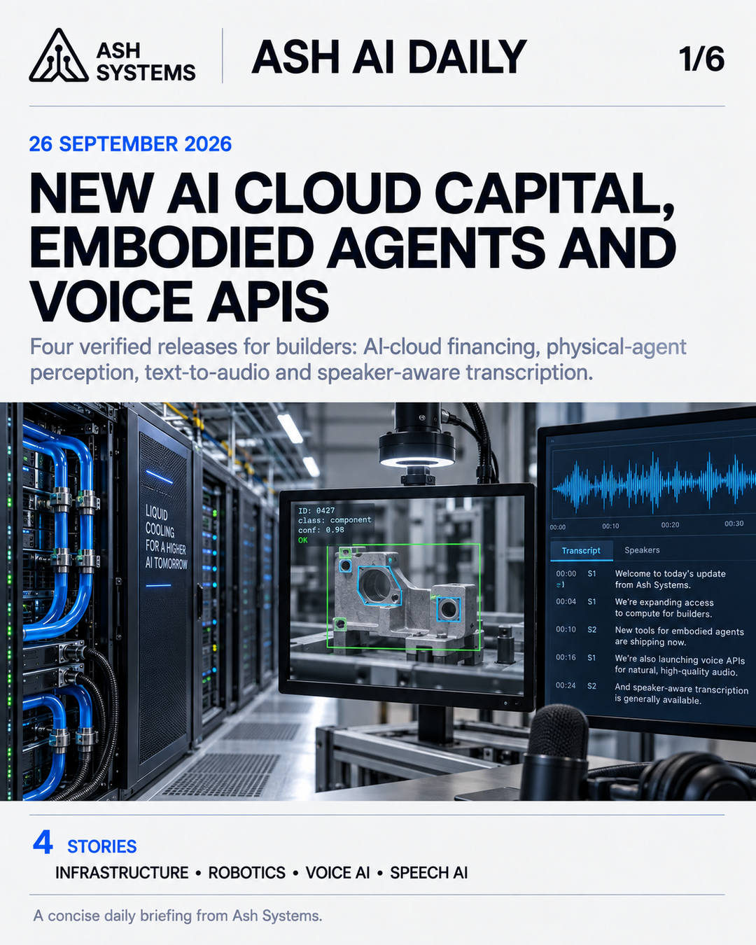 Ash AI Daily cover for Ash AI Daily — new AI cloud capital, embodied agents and voice APIs