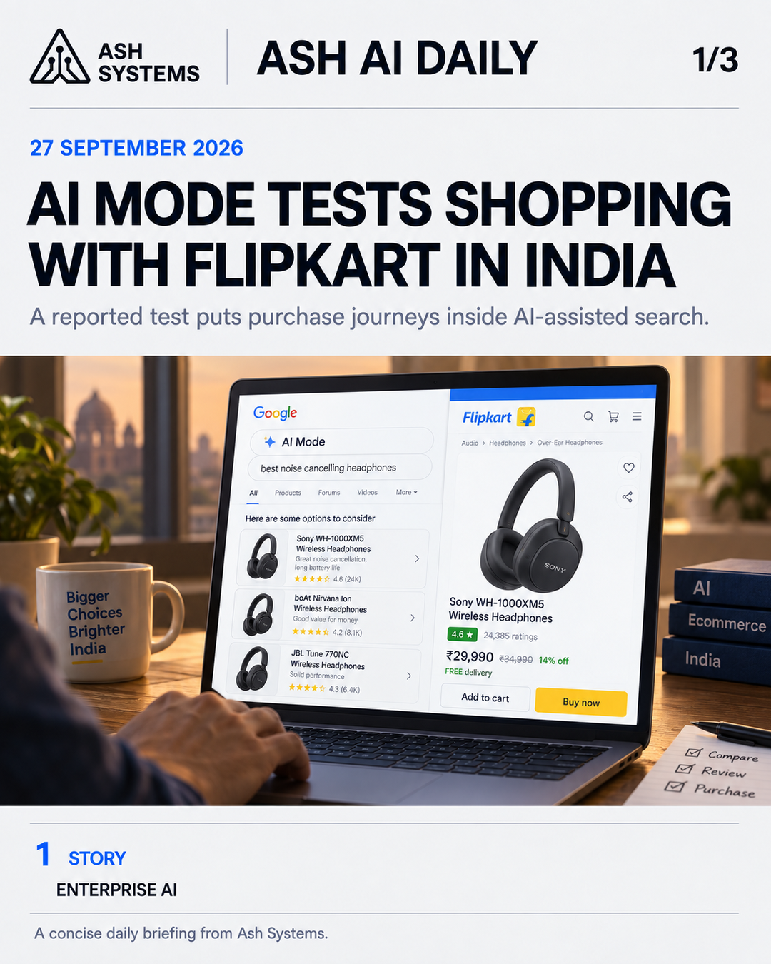 Ash AI Daily cover for Ash AI Daily — shopping tests move into AI-assisted search