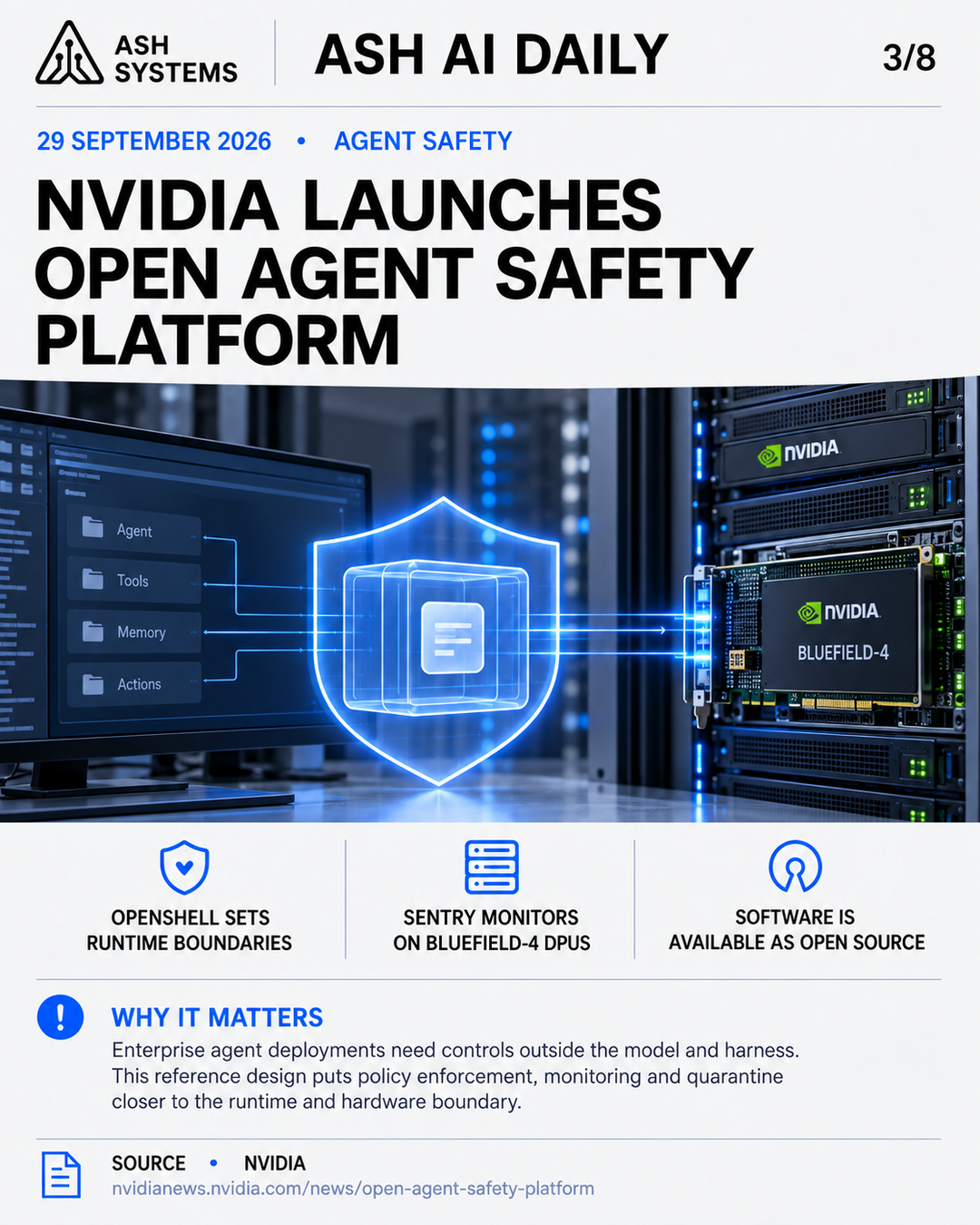 NVIDIA launches Open Agent Safety Platform Ash AI Daily factual story card
