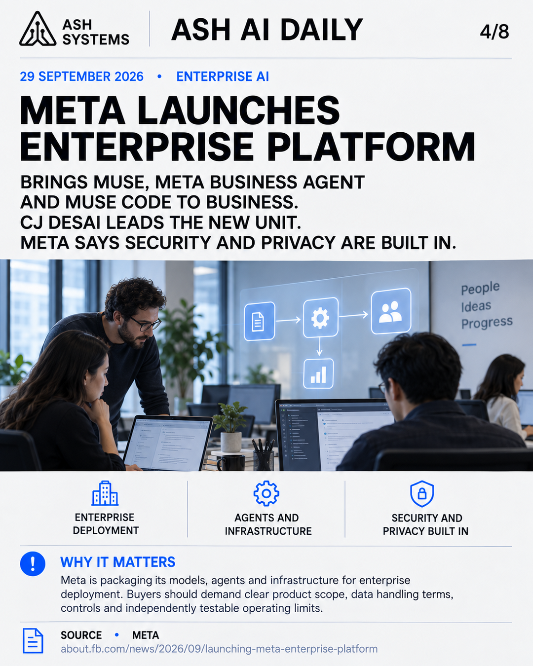 Meta launches Enterprise Platform Ash AI Daily factual story card