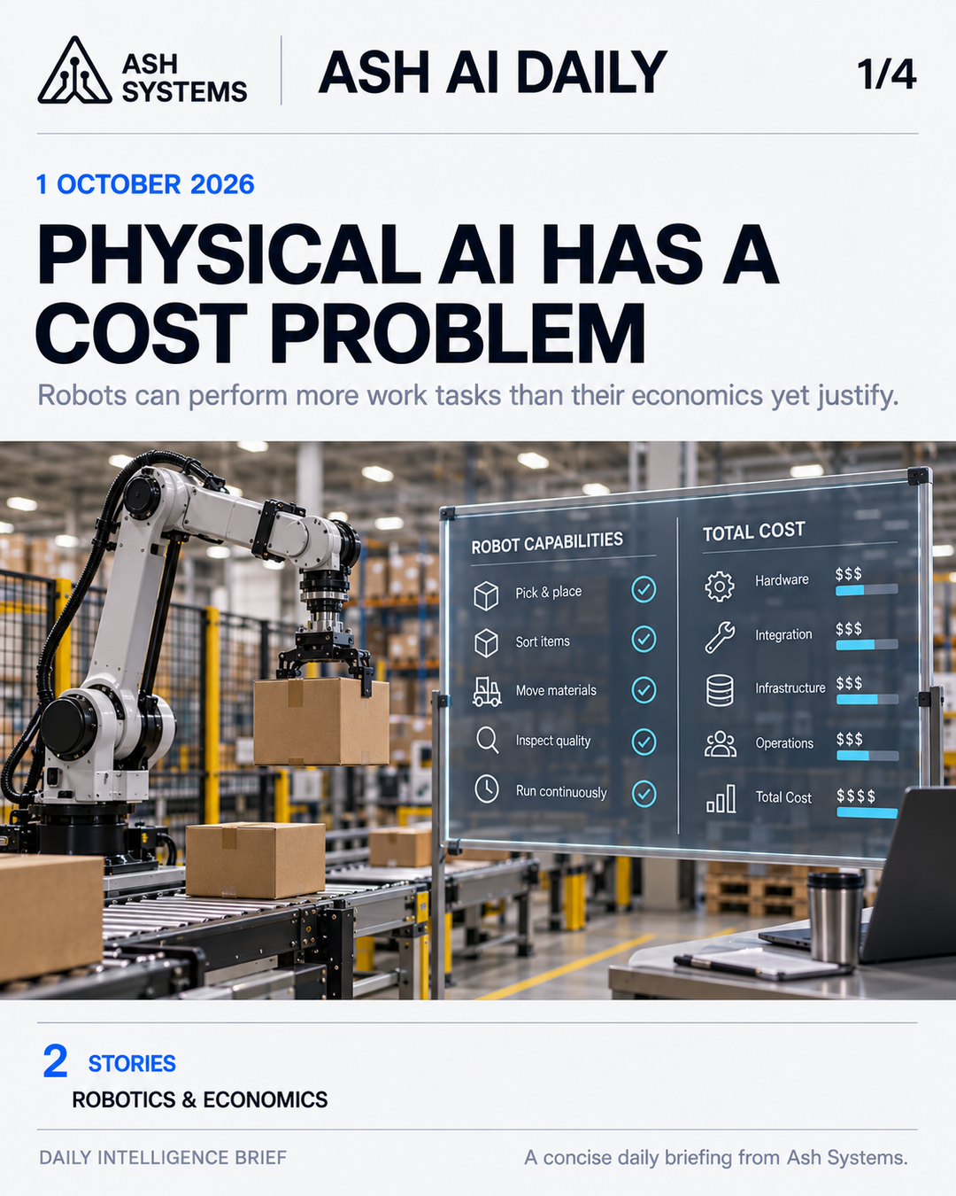 Ash AI Daily cover for Ash AI Daily — Physical AI has a cost problem