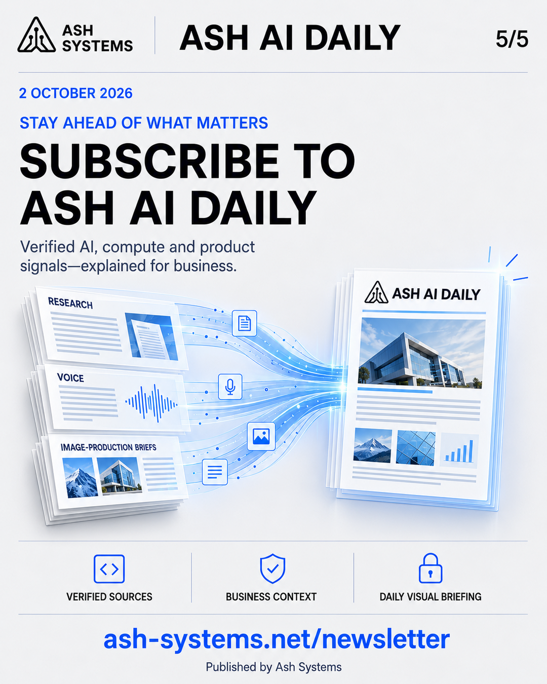 Subscribe to Ash AI Daily closing card