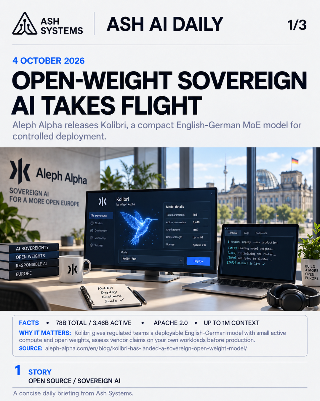 Ash AI Daily cover for Ash AI Daily — Open-weight sovereign AI takes flight