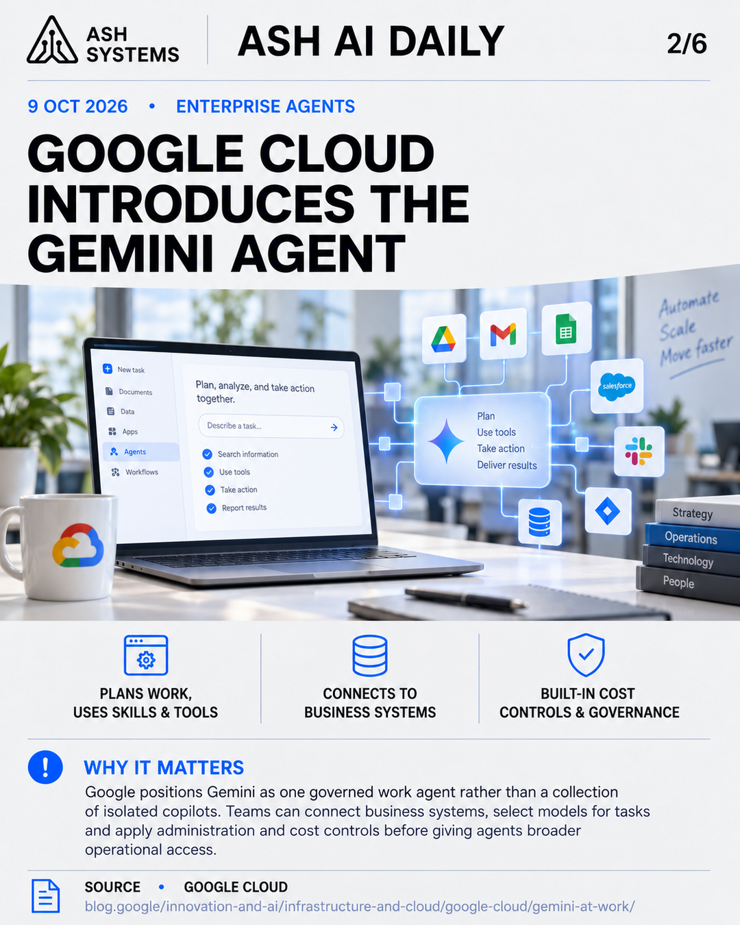 Google Cloud introduces the Gemini agent Ash AI Daily factual story card