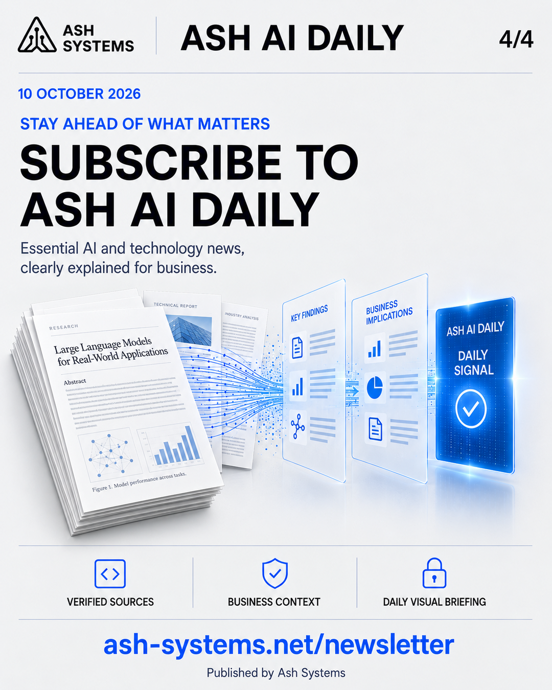 Subscribe to Ash AI Daily closing card