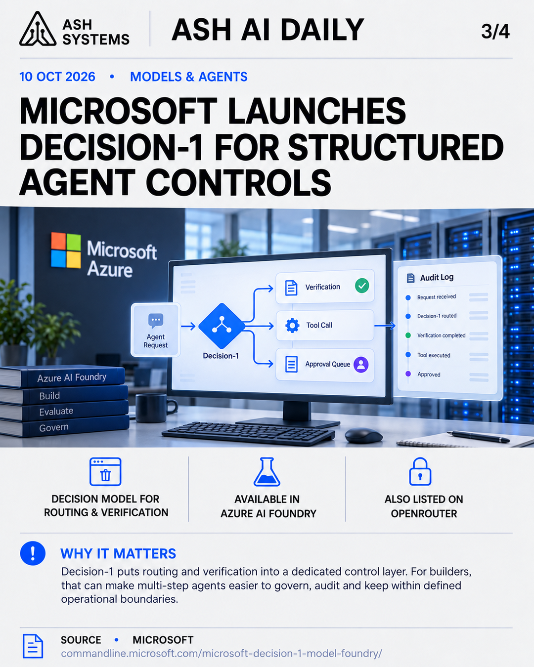 Microsoft launches Decision-1 for structured agent controls Ash AI Daily factual story card