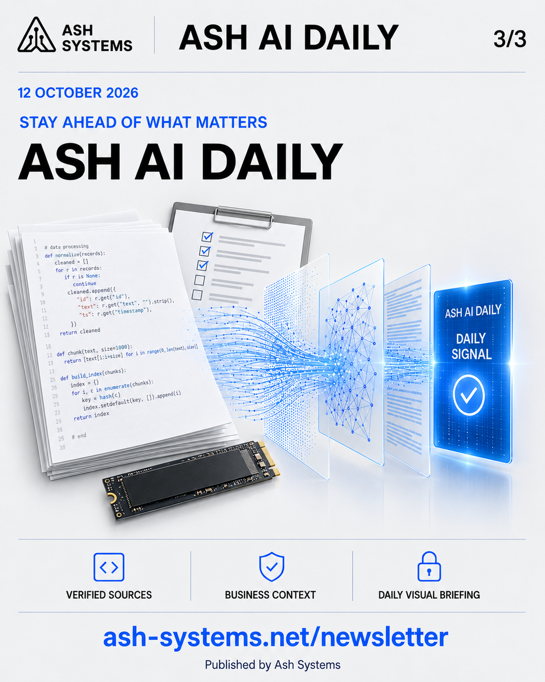 Subscribe to Ash AI Daily closing card