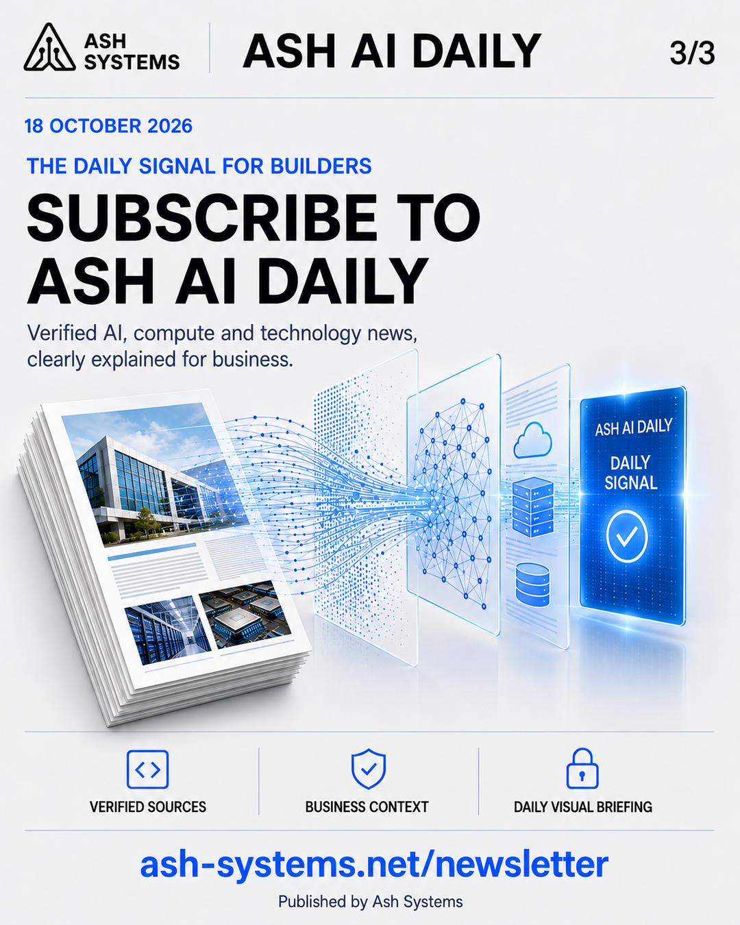 Subscribe to Ash AI Daily closing card