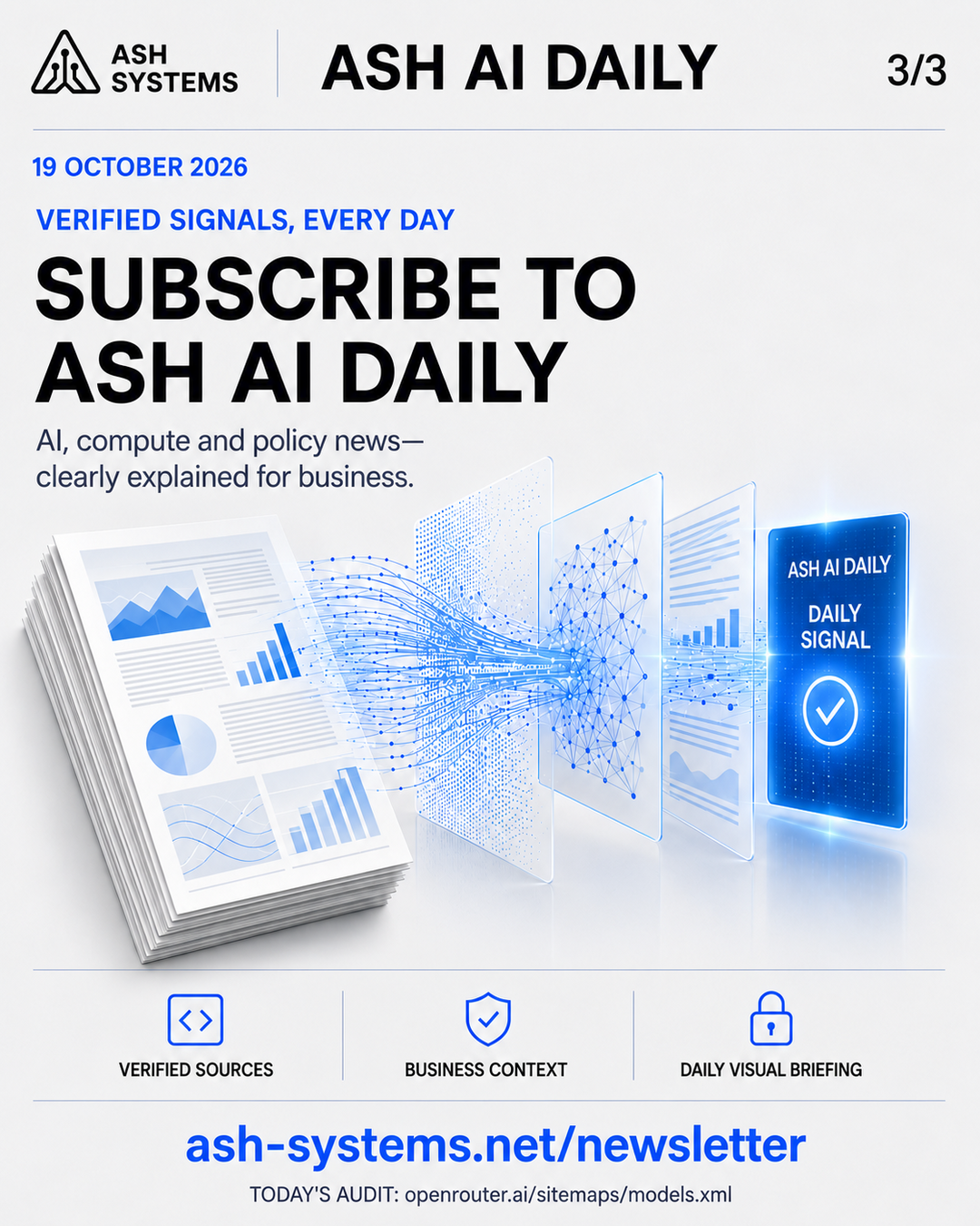 Subscribe to Ash AI Daily closing card